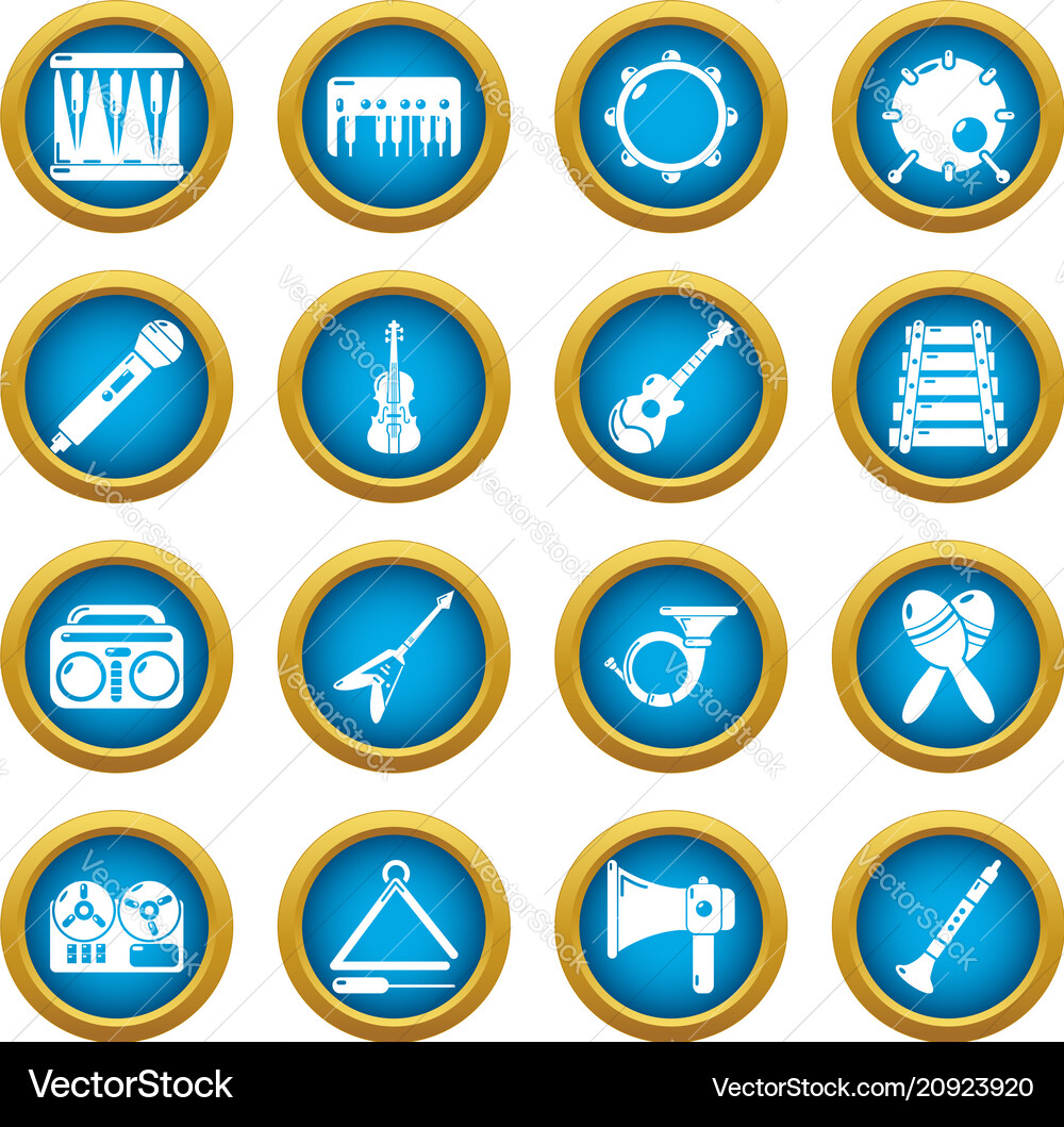 Musical instruments icons set simple style Vector Image