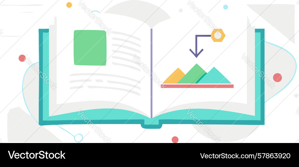 Open book with digital data graphics design Vector Image