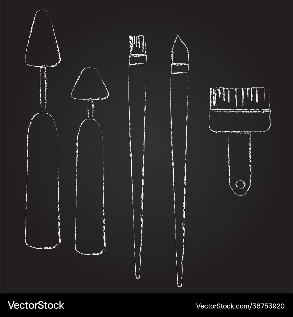 Palette knife and brushes set objects Palette knife and brushes set objects Vector Image