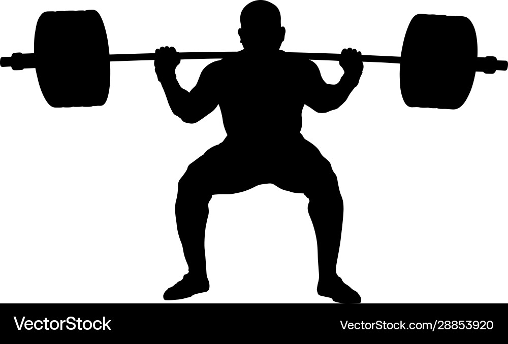 Powerlifter Squat with Barbell Vector Image