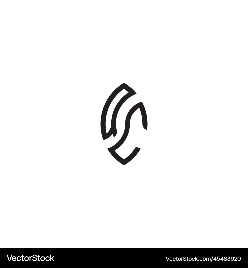Qc leaf shape line initial concept with high Qc leaf shape line initial concept with high Vector Image