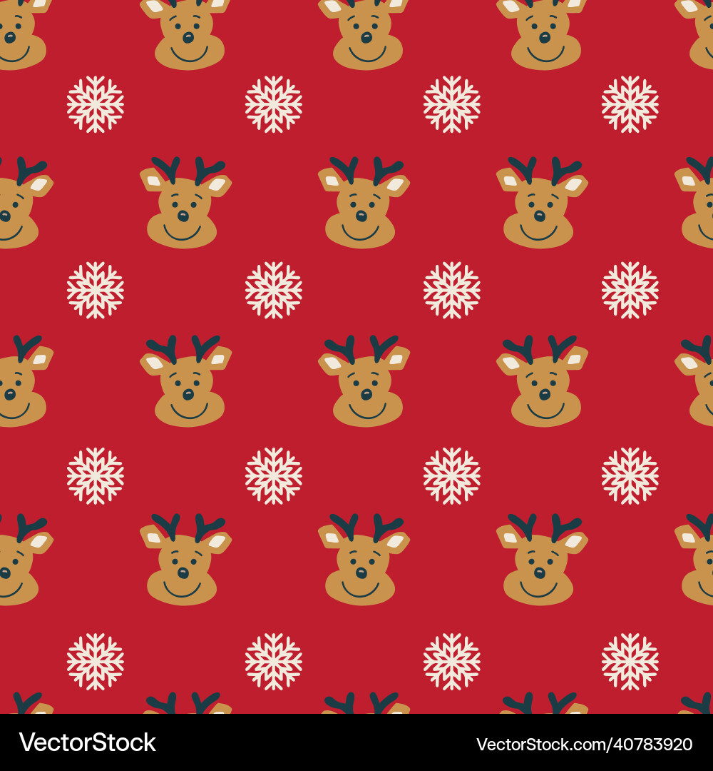 Seamless pattern cute reindeer heads deer Seamless pattern cute reindeer heads deer vector image