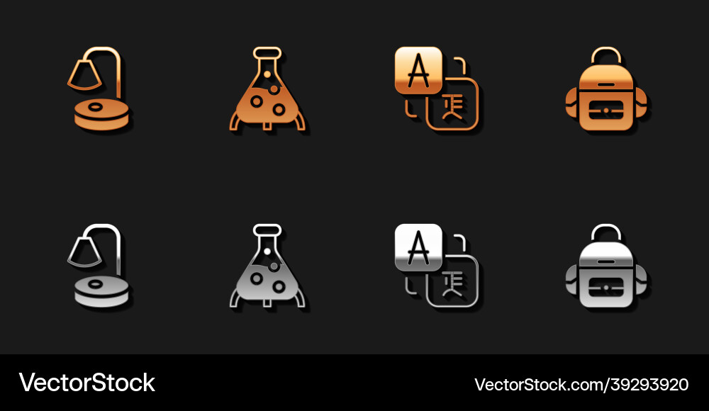 Set table lamp test tube and flask translator Set table lamp test tube and flask translator Vector Image