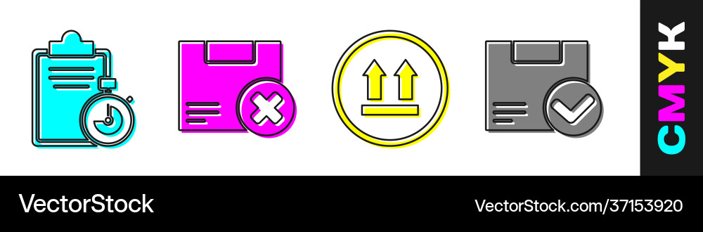 Set verification delivery list clipboard Set verification delivery list clipboard Vector Image
