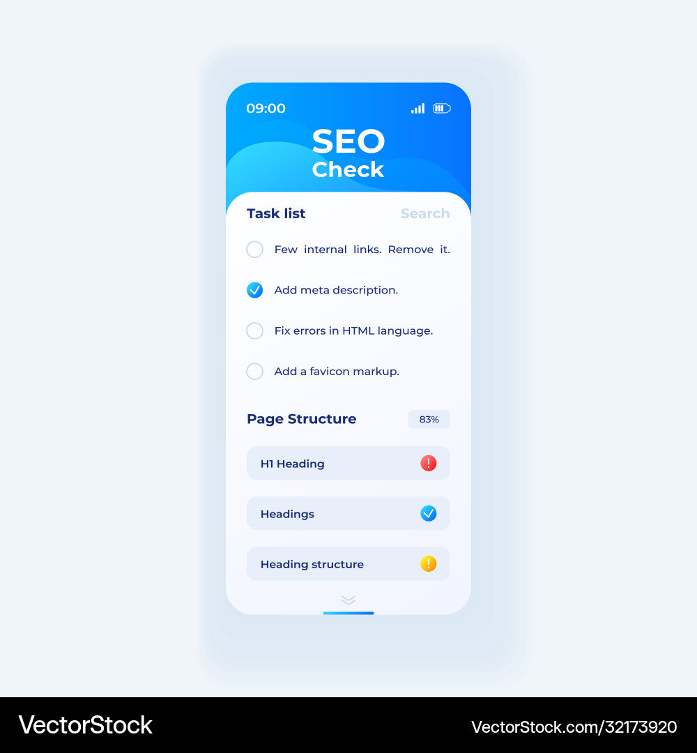 Smartphone SEO Task List Template Vector Image