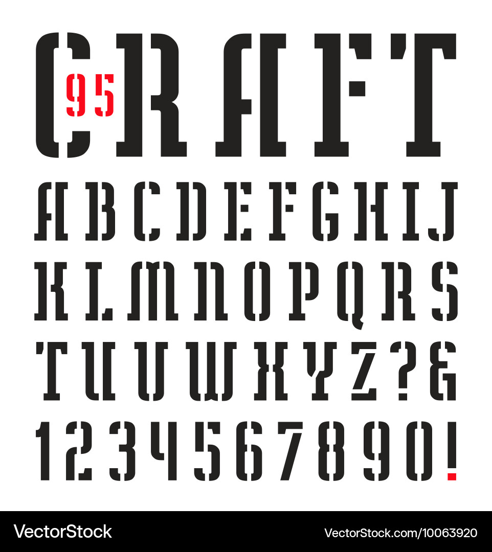 Stencil Plate Serif Font Vector Image
