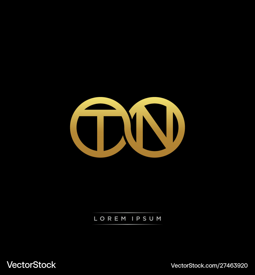 TN Monogram Initial Letter with Circles vector image