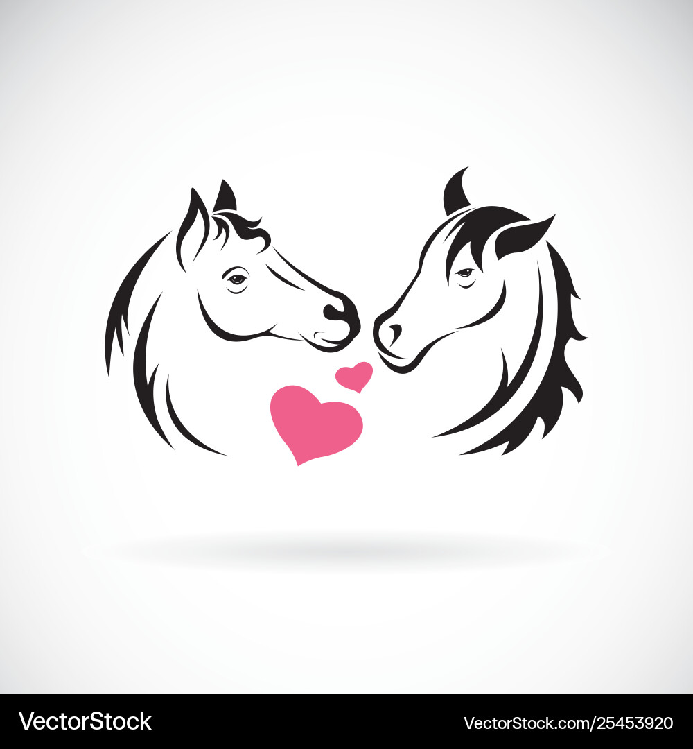 Two horse and heart on white background wild Two horse and heart on white background wild vector image