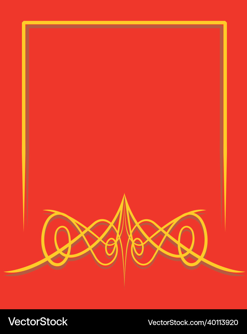Yellow curved pattern frame in red background Yellow curved pattern frame in red background vector image