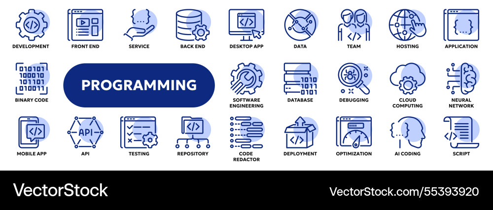 Zeilensymbole der Programmierung und Kodierung Zeilensymbole der Programmierung und Kodierung vektorbild