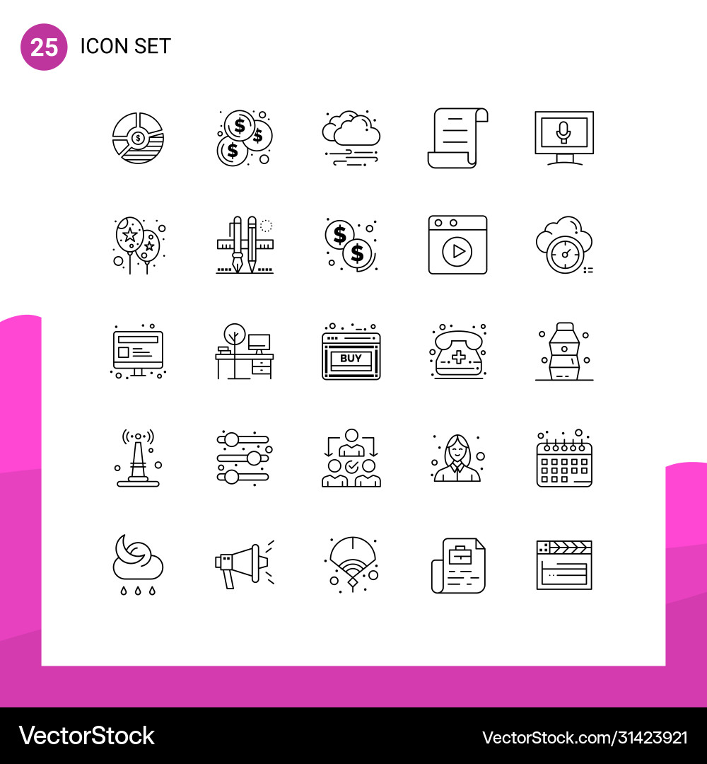 25 universal lines set for web and mobile vector image