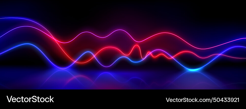 Abstract neon wave lines on black background Vector Image