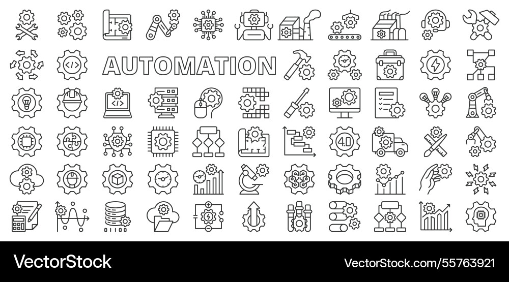 Automation icons in line design Automation icons in line design vector image