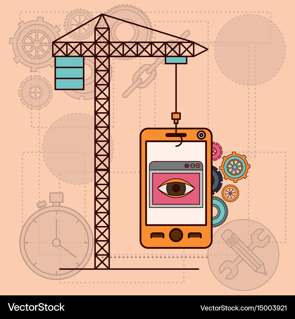 Background with mobile apps for development Vector Image