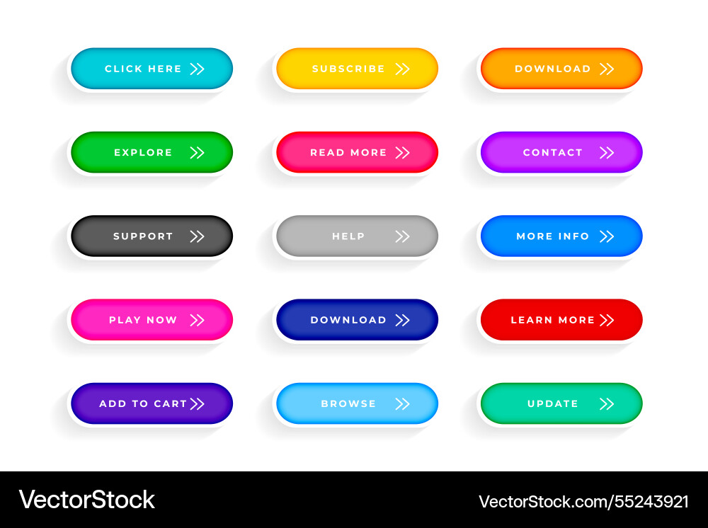 Collection of empty application button element Vector Image
