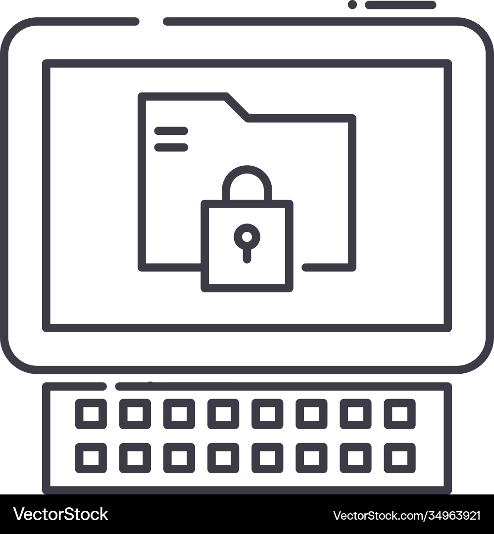 Data security icon linear isolated Data security icon linear isolated vector image