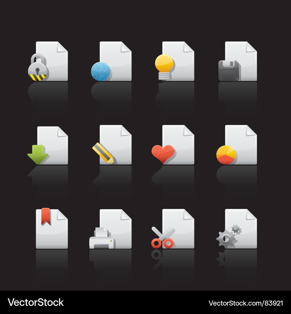 Document Icons Set vector image