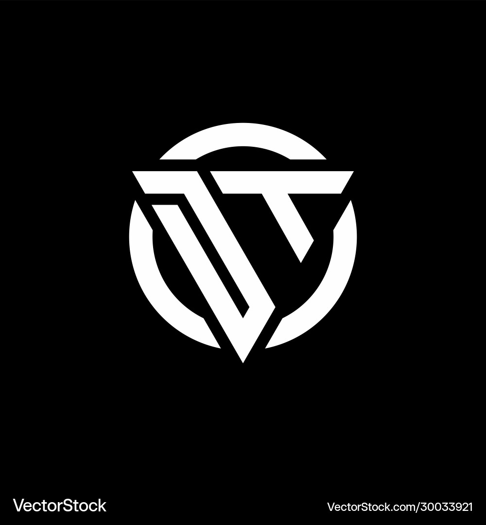 Dt logo with triangle shape and circle rounded Vector Image