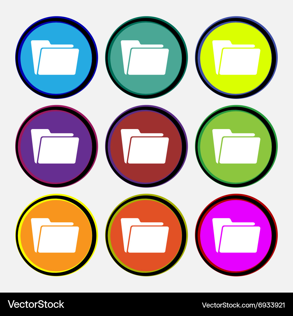 Folder icon sign nine multi colored round buttons Vector Image