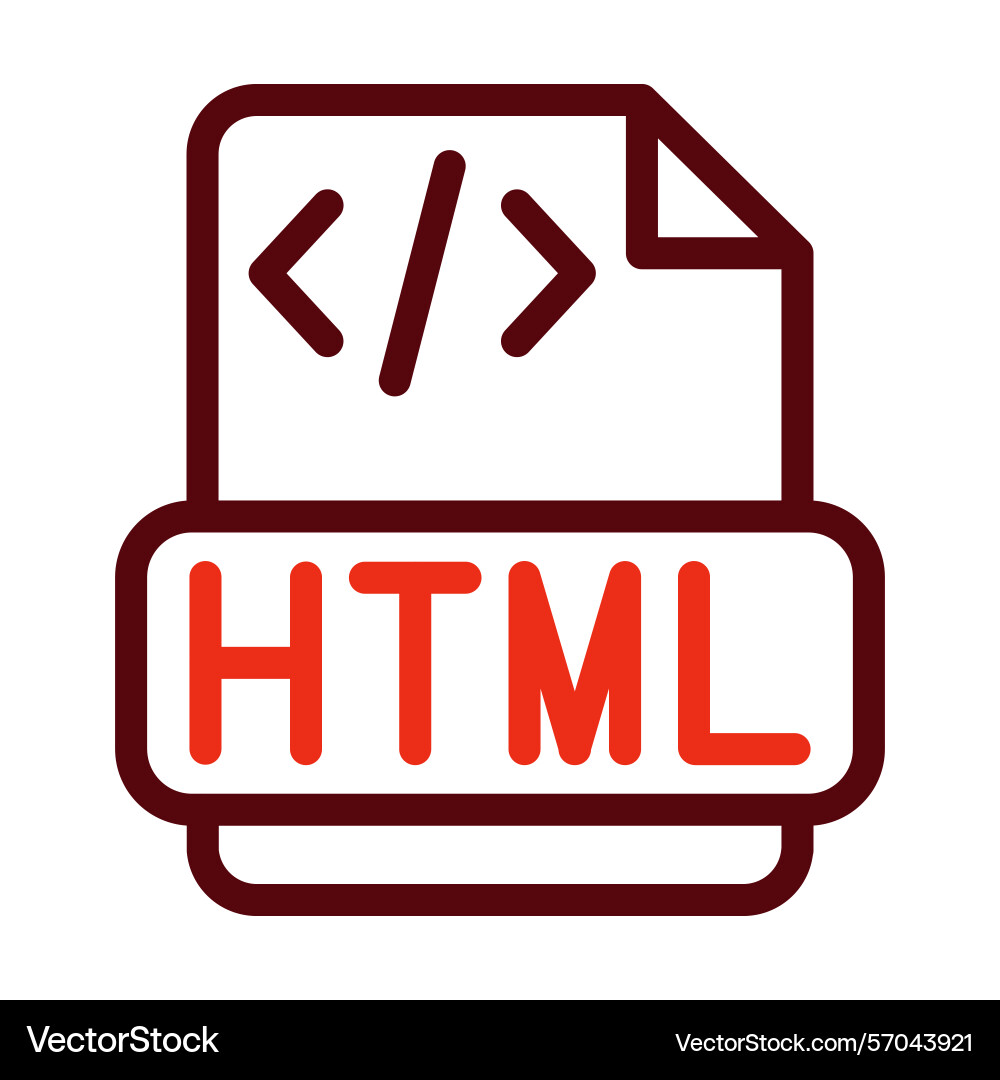 Html file thick line two color icons for personal vector image