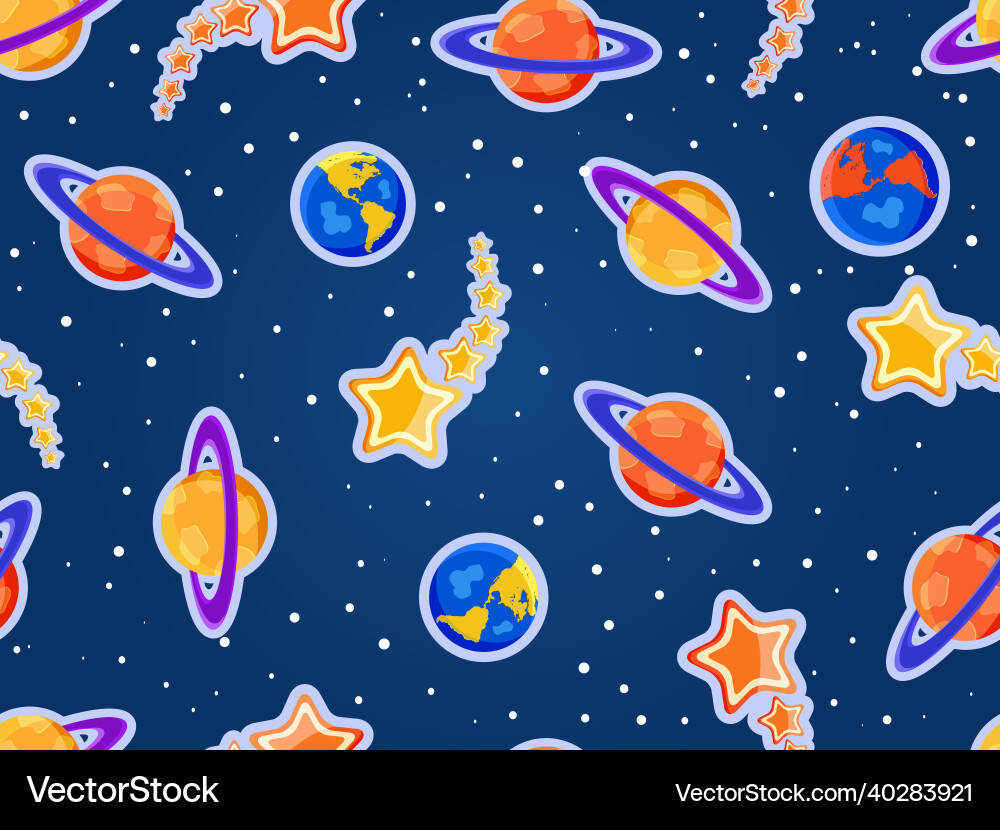 Kid outer space seamless pattern Kid outer space seamless pattern vector image
