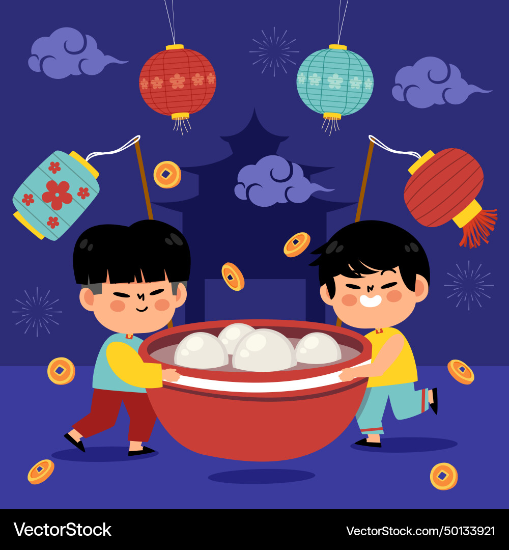 Lantern festival celebration isolated on white Lantern festival celebration isolated on white vector image