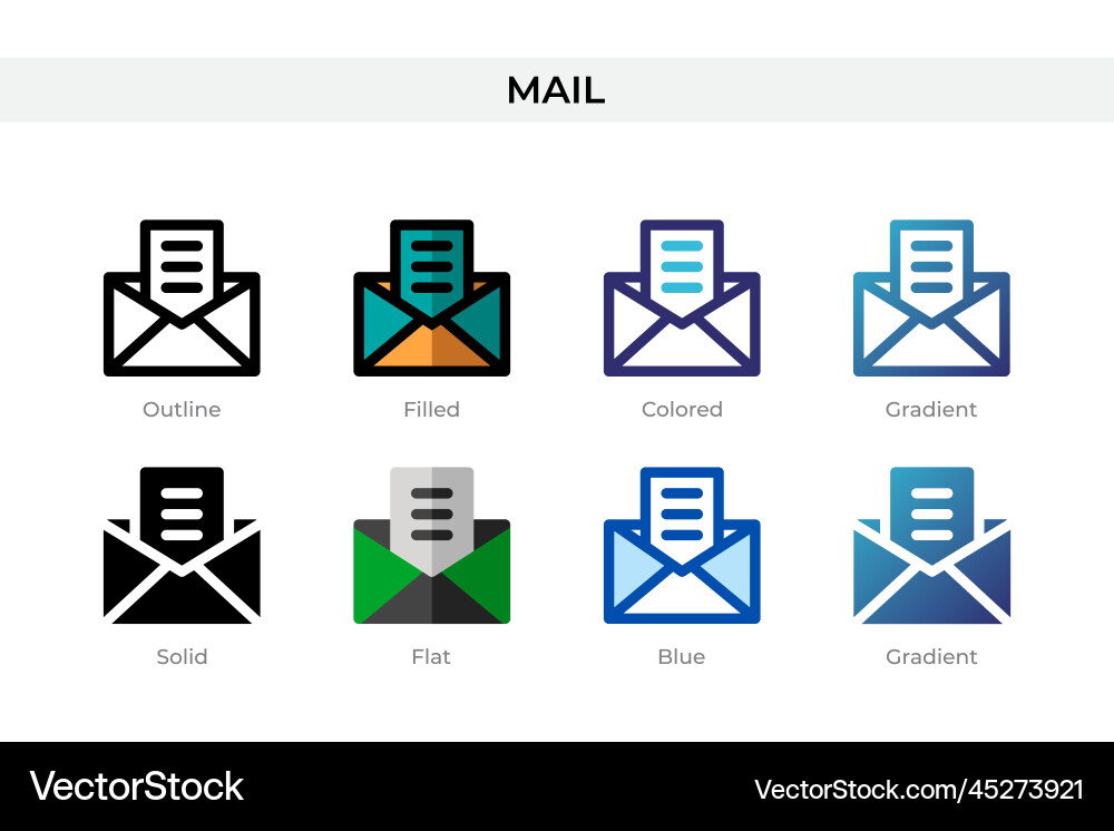Mail icon in different style icons designed Mail icon in different style icons designed vector image