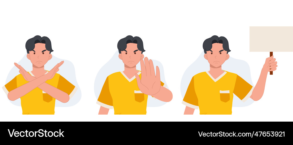 Man is showing a gesture no negative opposite Vector Image