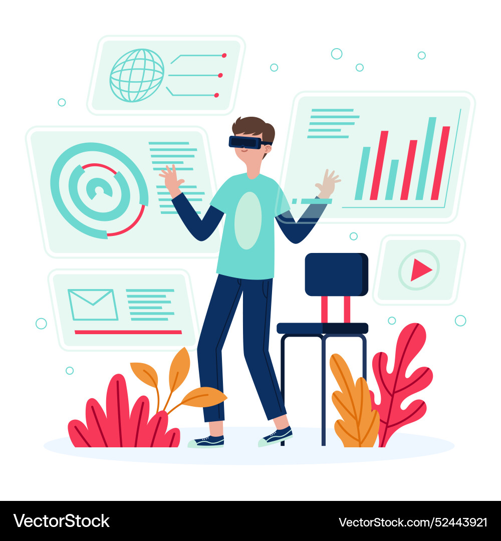 Man using augmented reality glasses Vector Image