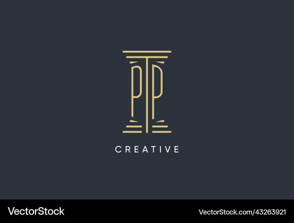 Pp initial monogram with pillar shape logo design Vector Image