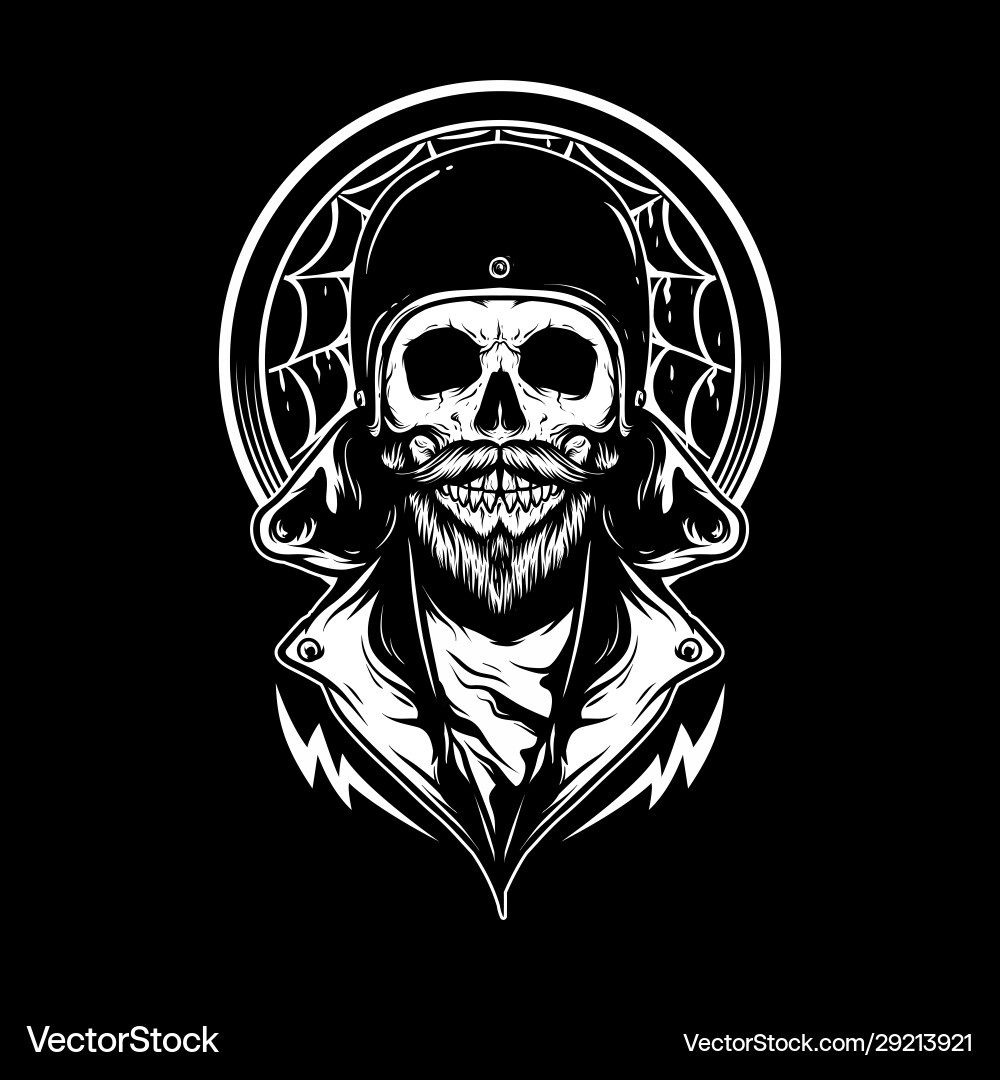 Retro Cafe Racer Skull Vector Image