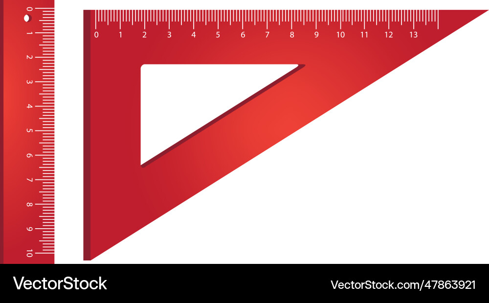 Ruler and triangle realistic Vector Image