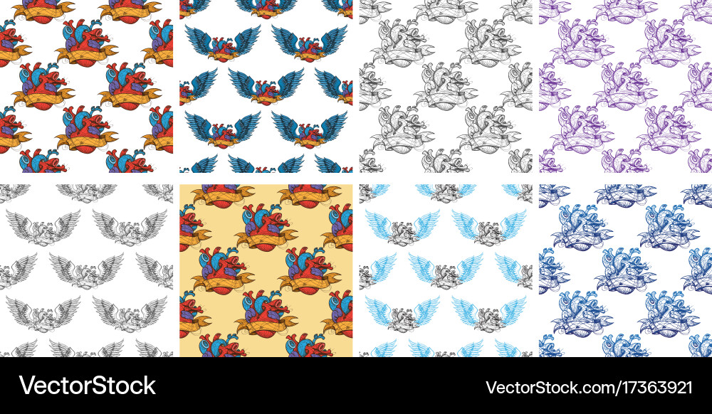 Seamless pattern heart on a vary background Vector Image