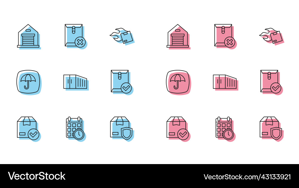 Set line ackage box with check mark cardboard Set line ackage box with check mark cardboard vector image