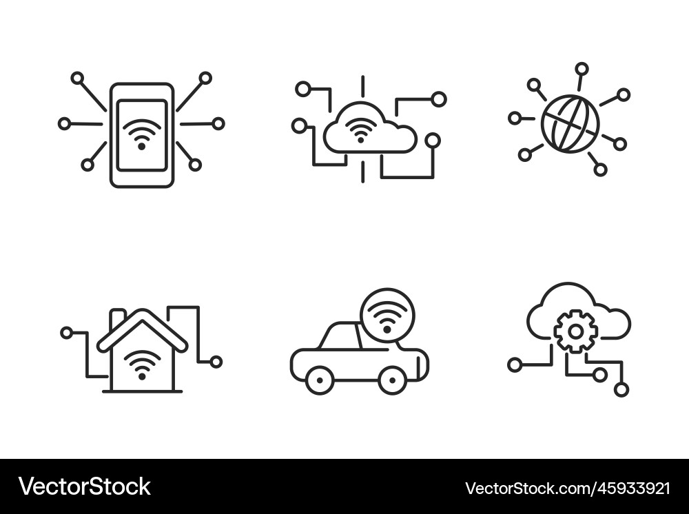 Set of internet things icon in linear style Set of internet things icon in linear style vector image