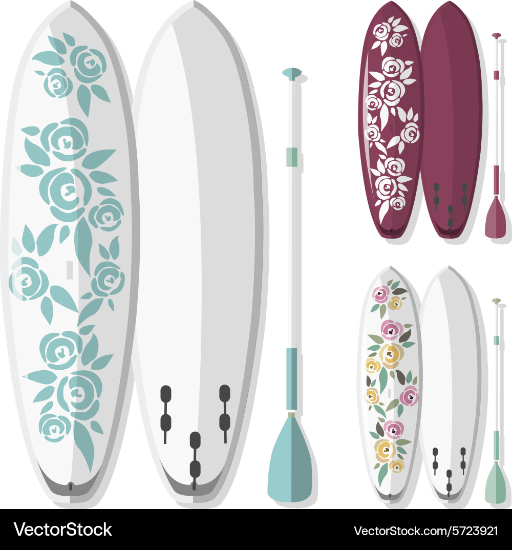 Stand Up Paddle Board with Floral Pattern Vector Image