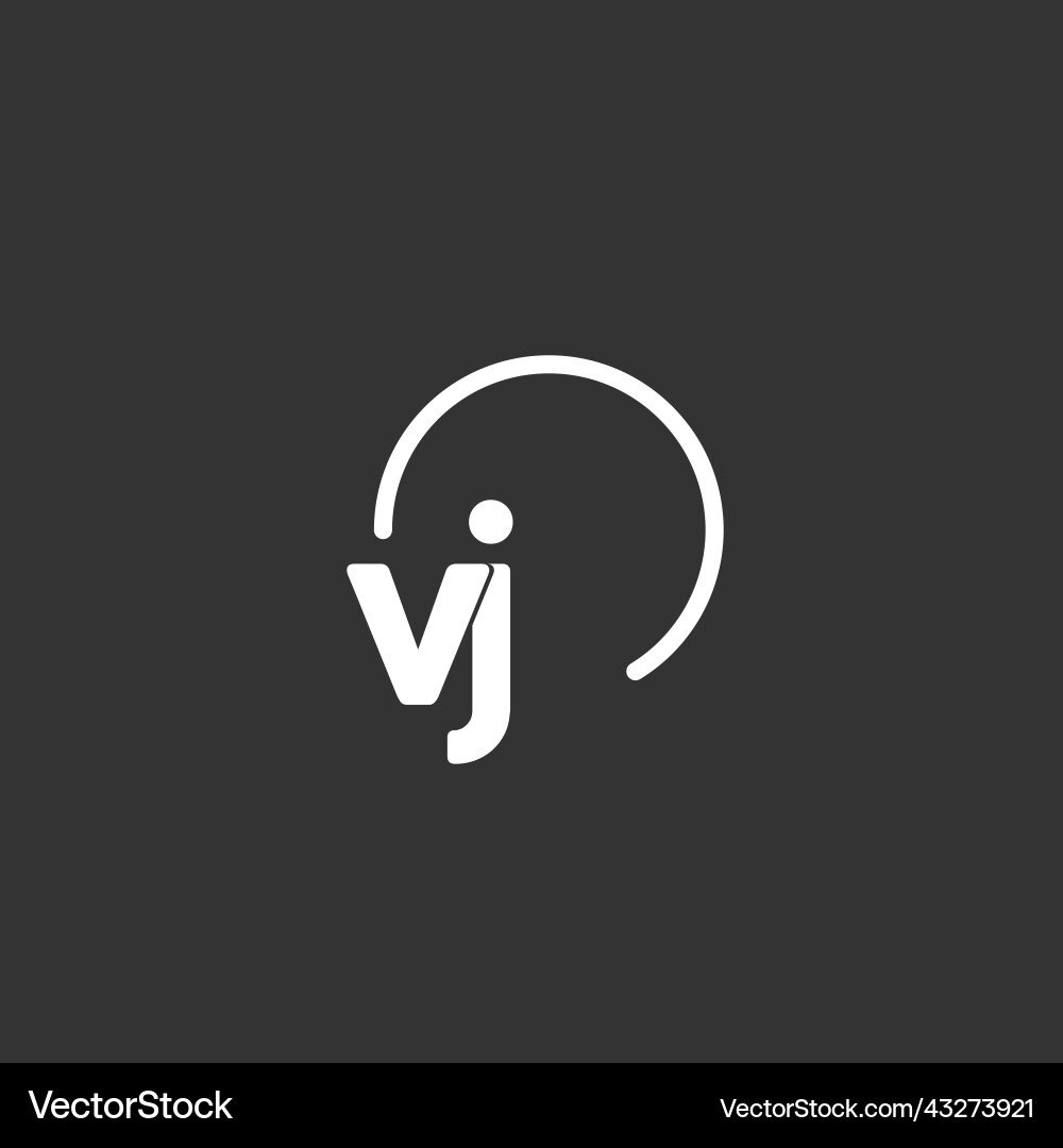 Vj initial logo with rounded circle vector image