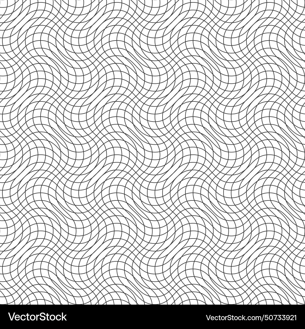 Wavy grid thin black line abstract pattern Wavy grid thin black line abstract pattern Vector Image