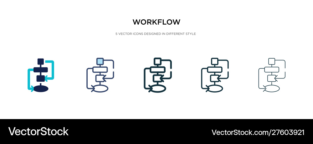 Workflow icon in different style two colored Workflow icon in different style two colored vector image