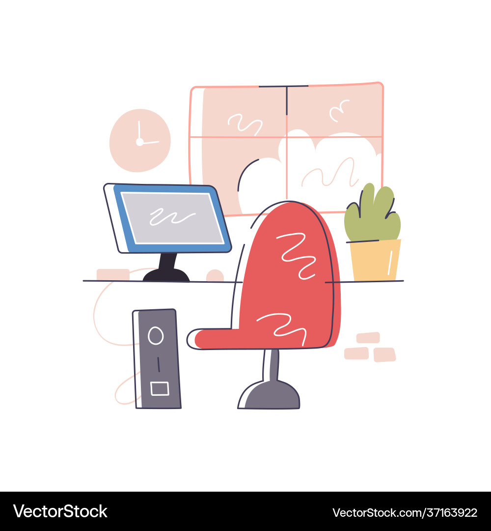 Comfortable workplace with computer near window Comfortable workplace with computer near window vector image