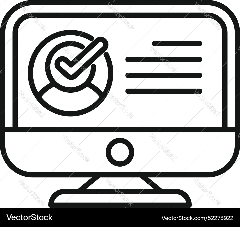 Computer showing user profile with check mark icon vector image
