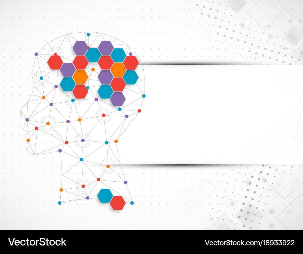 Creative brain concept background with triangular vector image