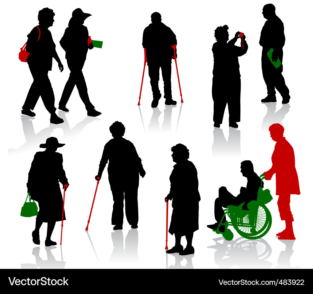 Elderly People Walking vector image