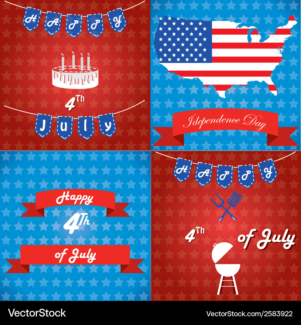 Four different backgrounds with objects Vector Image
