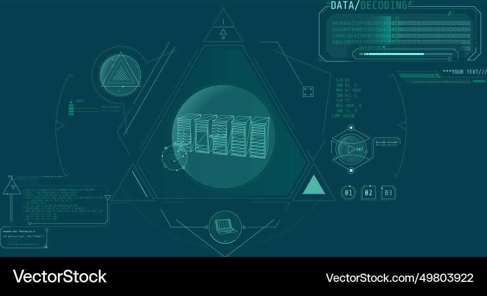 Futuristic hud interface for processing server vector image