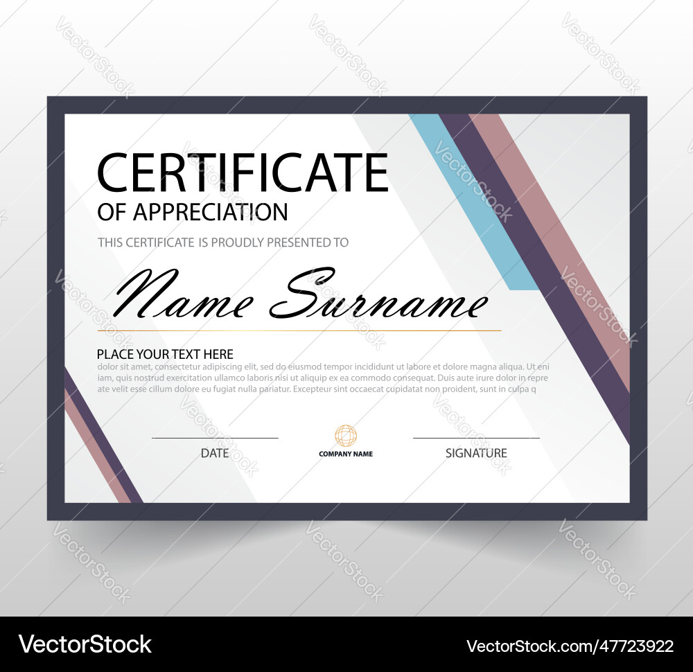 Gradient elegant certificate of appreciation Gradient elegant certificate of appreciation Vector Image
