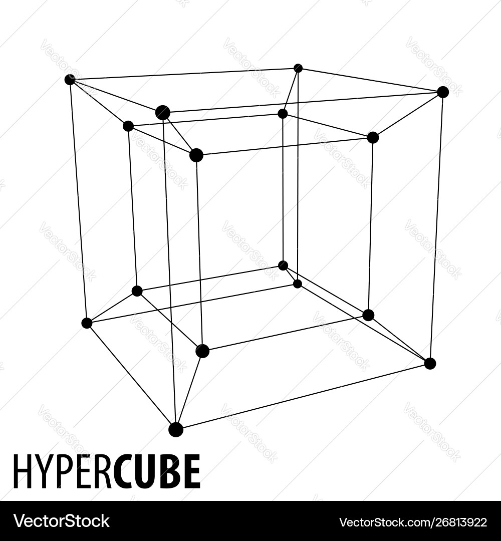 Hypercube 3d object Hypercube 3d object vector image