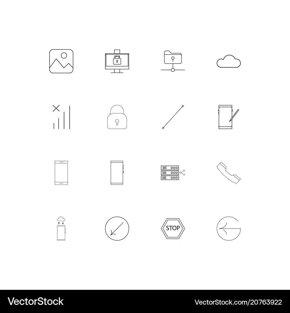 Network and database linear thin icons set Vector Image
