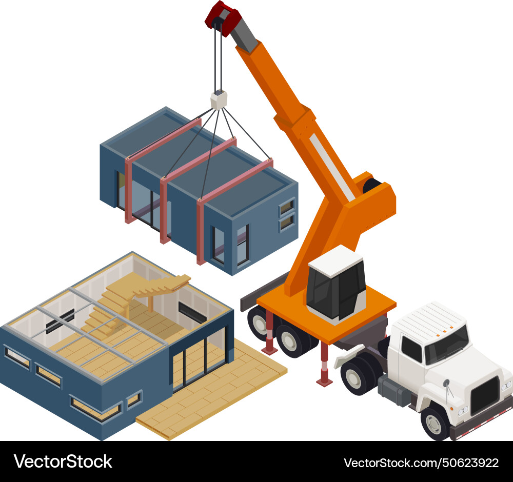 Pillar crane building composition Royalty Free Vector Image