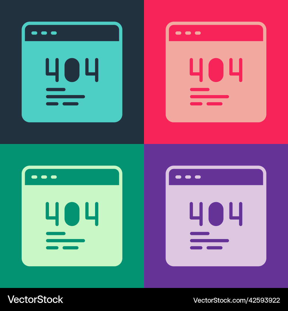 Pop art page with a 404 error icon isolated Pop art page with a 404 error icon isolated Vector Image